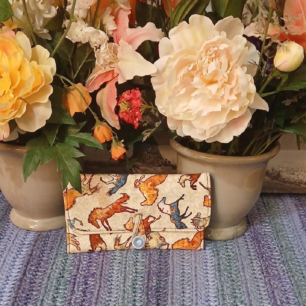 Horse Patterned Wallet with Button Closure 7x5